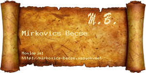 Mirkovics Becse névjegykártya